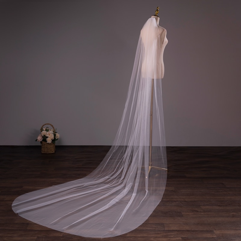 Wholesale Soft Tulle 3Meter 5Meter White Ivory Voile Mariee Long Wedding Veil With Metal Comb Bridal Headwear Vestido De Noiva