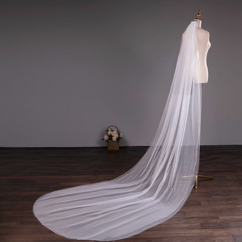 Wholesale Soft Tulle 3Meter 5Meter White Ivory Voile Mariee Long Wedding Veil With Metal Comb Bridal Headwear Vestido De Noiva