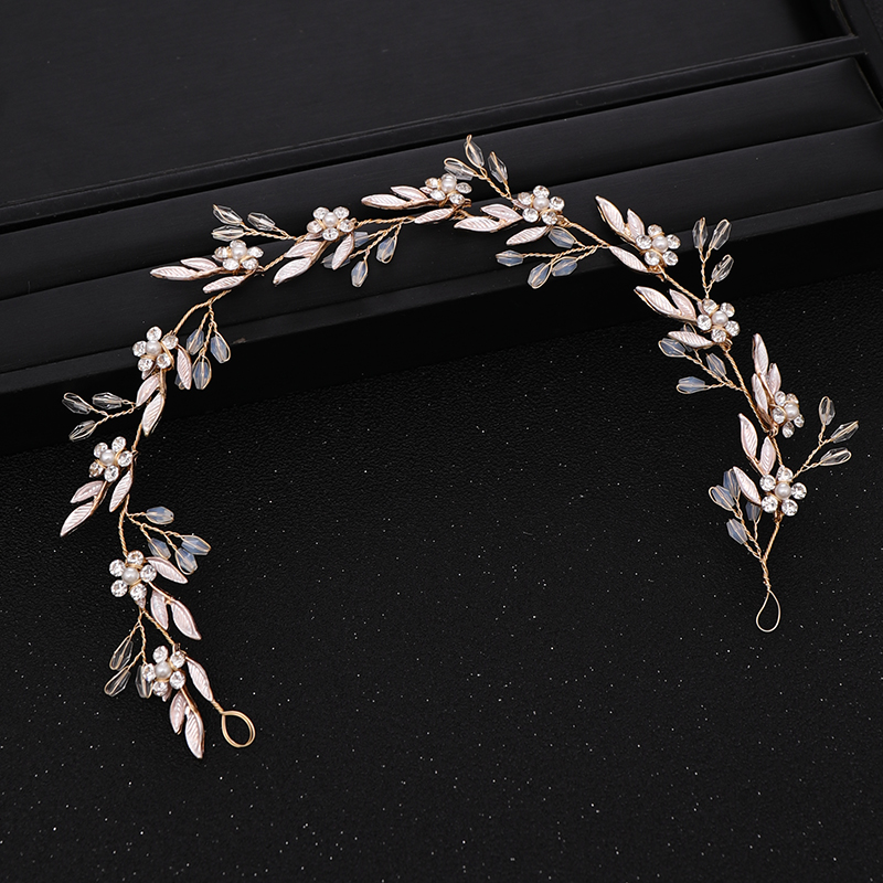 Trendy Wedding Tiara Golden Flowers Leaves Crystal Head Band Bride Wedding Hair Accessories Princess Head Band Wedding Headwear