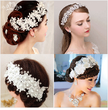 Crystal Headbands Wedding Hair Accessories Handmade Floral Pearl Rhinestone Headwear Hair Ornament For Bride Girls