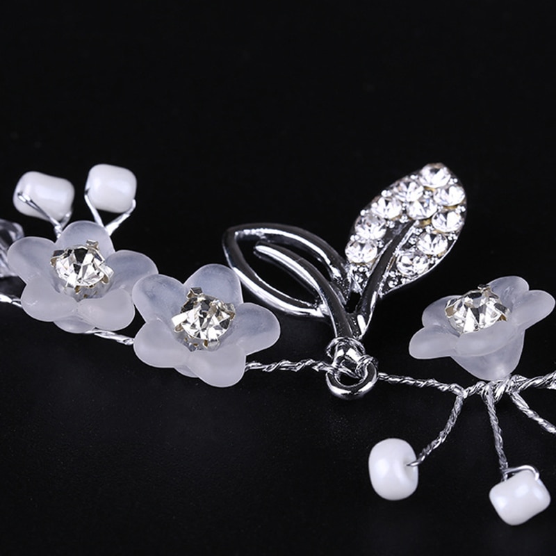 Crystal Headbands Wedding Hair Accessories Handmade Floral Pearl Rhinestone Headwear Hair Ornament For Bride Girls