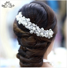 Crystal Headbands Wedding Hair Accessories Handmade Floral Pearl Rhinestone Headwear Hair Ornament For Bride Girls