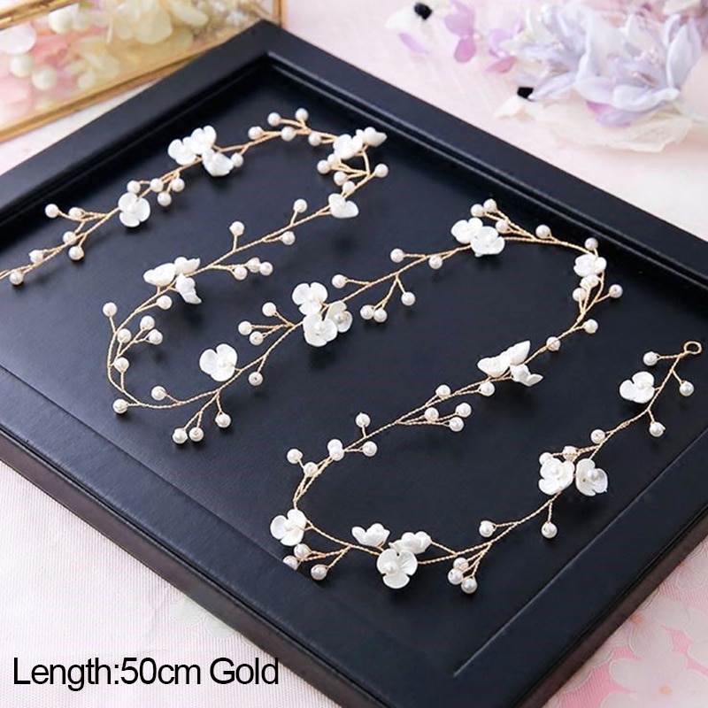 Crystal Headbands Wedding Hair Accessories Handmade Floral Pearl Rhinestone Headwear Hair Ornament For Bride Girls