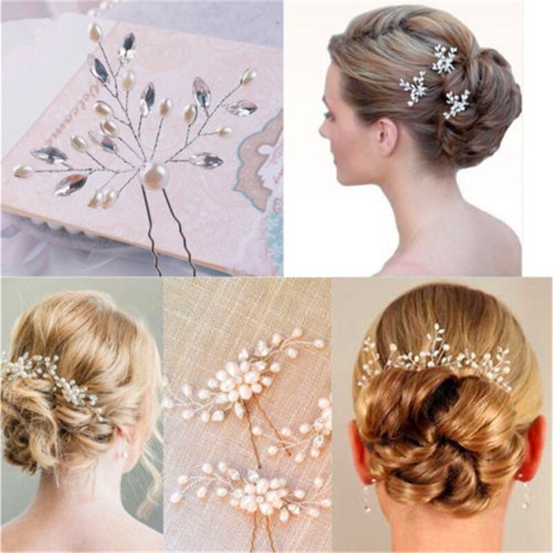 Crystal Pearl Bridal Tiaras Hairbands Hairpins Bridesmaid Diamante Hair Vine Accessories Wedding Jewelry Headwear for Girls 2021