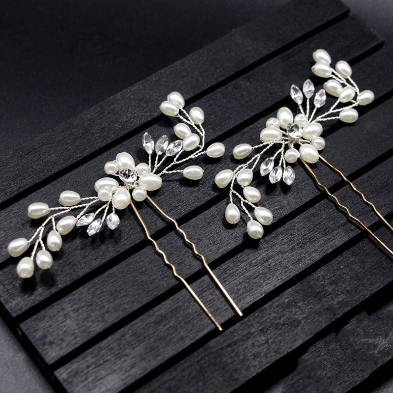 Crystal Pearl Bridal Tiaras Hairbands Hairpins Bridesmaid Diamante Hair Vine Accessories Wedding Jewelry Headwear for Girls 2021