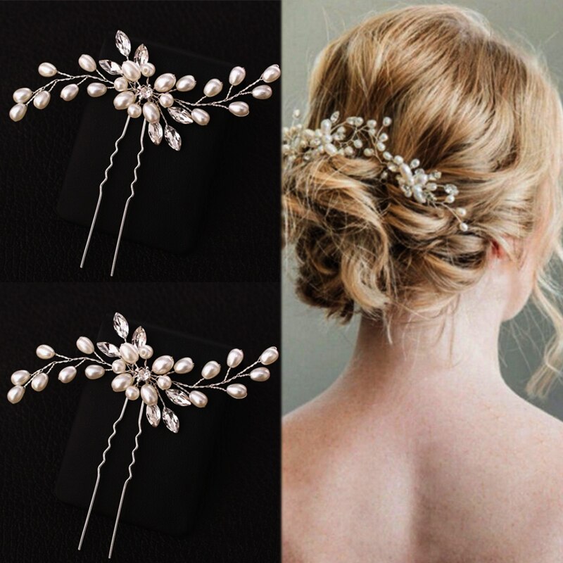 Crystal Pearl Bridal Tiaras Hairbands Hairpins Bridesmaid Diamante Hair Vine Accessories Wedding Jewelry Headwear for Girls 2021