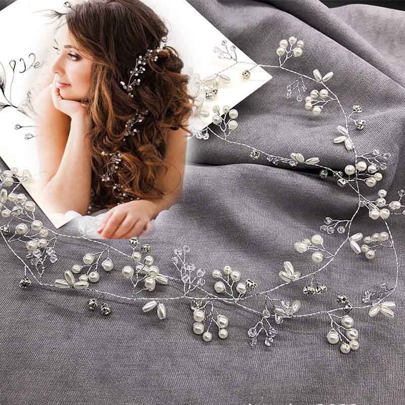 Crystal Pearl Bridal Tiaras Hairbands Hairpins Bridesmaid Diamante Hair Vine Accessories Wedding Jewelry Headwear for Girls 2021