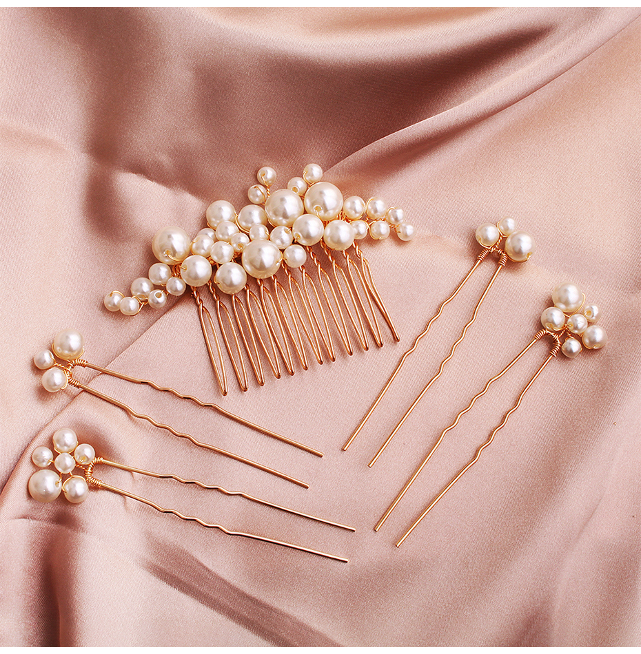 Miallo 2019 5 pcs/set Pearls Wedding Hair Comb Bridal Hair Pins Clips Women Hair Jewelry Accessories Handmade Headpieces