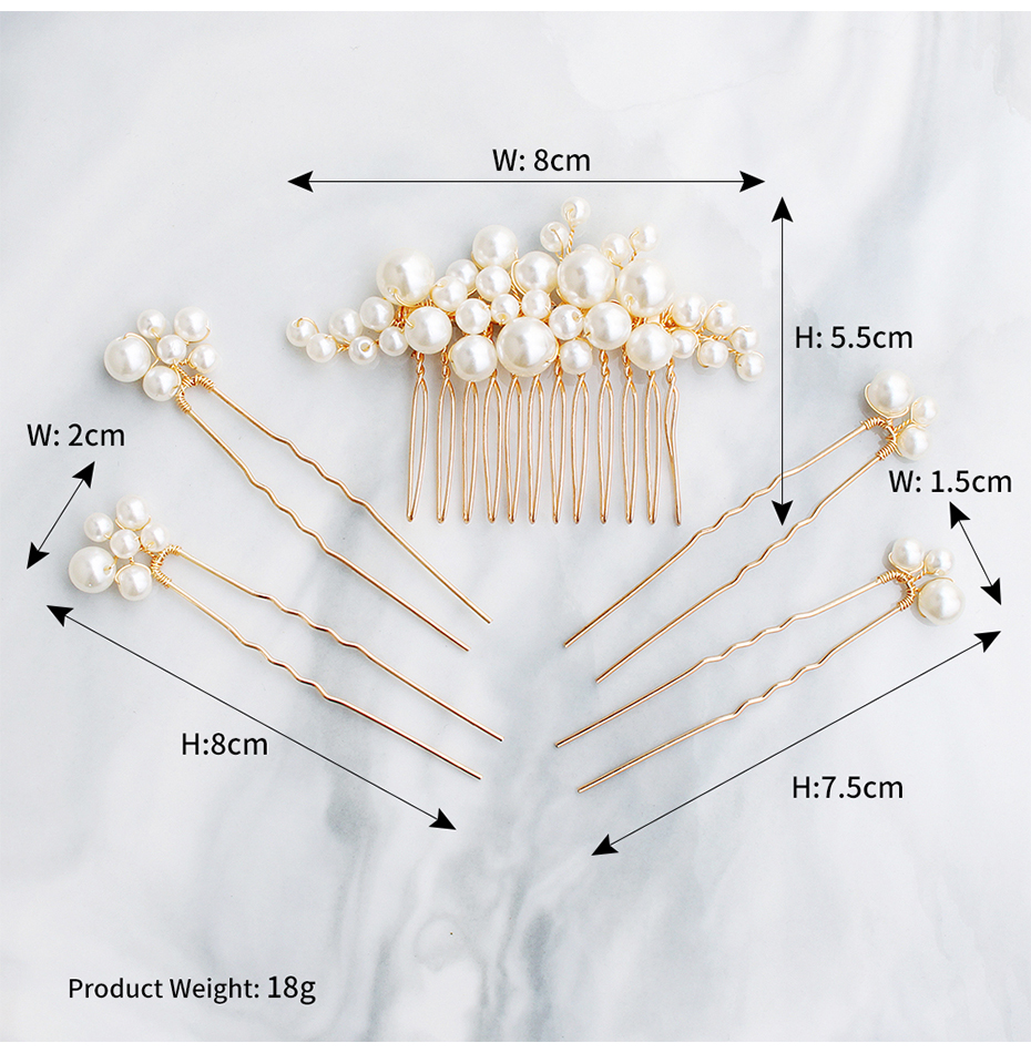 Miallo 2019 5 pcs/set Pearls Wedding Hair Comb Bridal Hair Pins Clips Women Hair Jewelry Accessories Handmade Headpieces