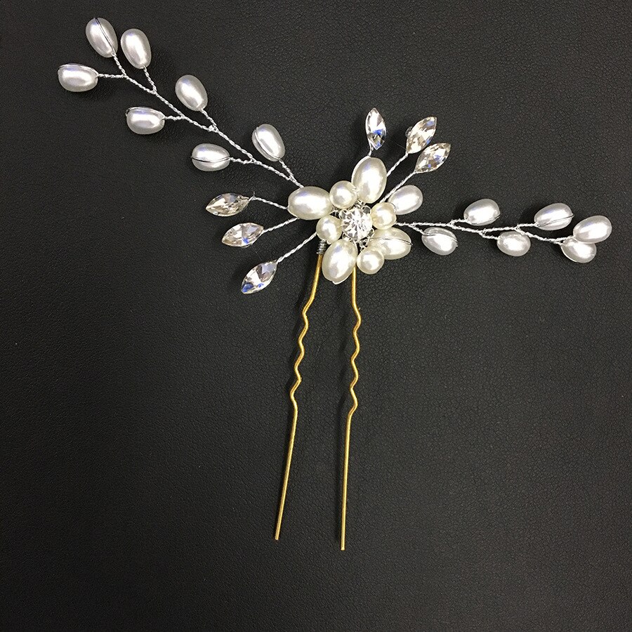 Fashion Wedding Hair Accessories Simulated Pearl Haedbands for Bride Crystal Crown Floral Elegant Hair Ornaments Hairpin