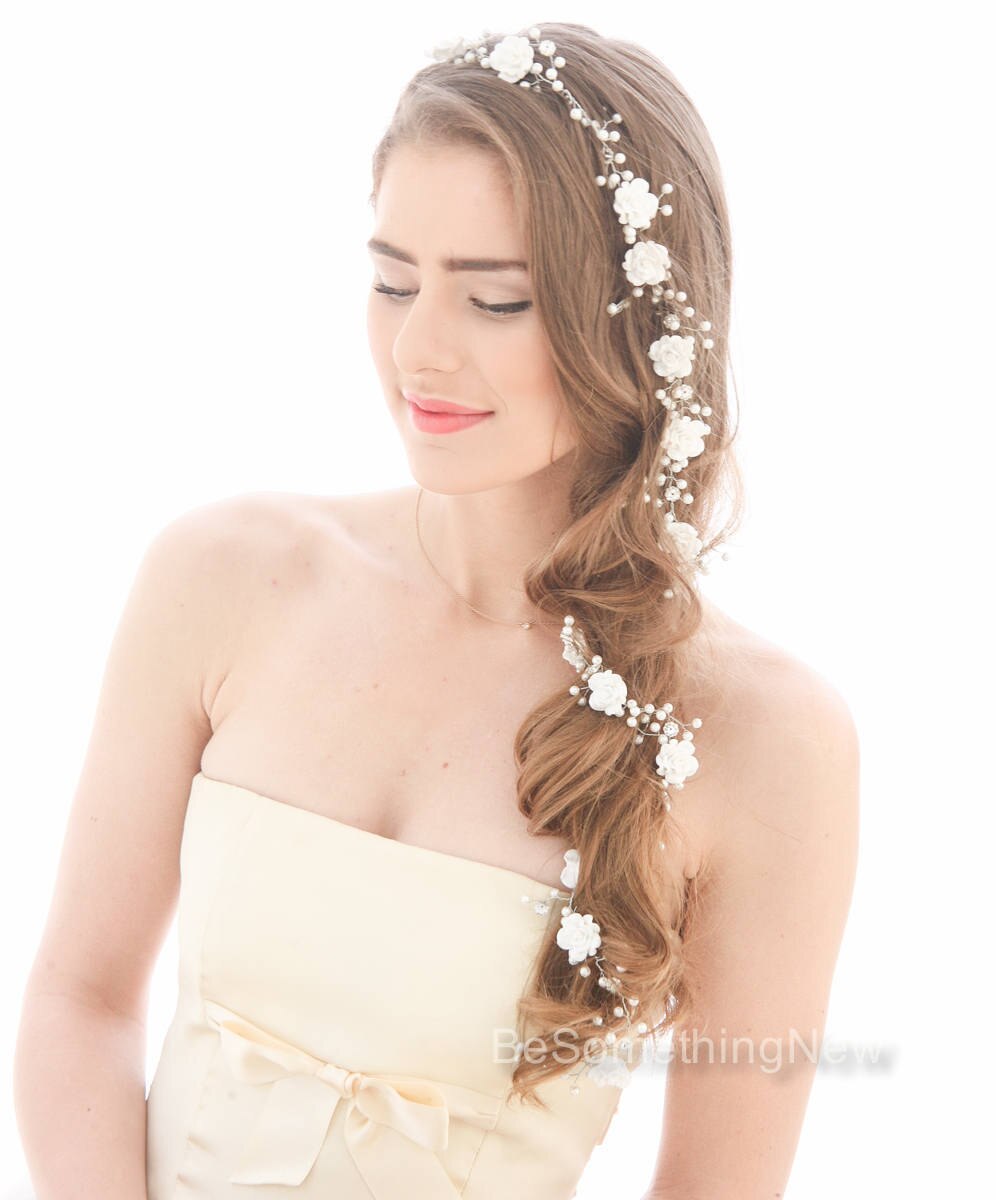 Fashion Wedding Hair Accessories Simulated Pearl Haedbands for Bride Crystal Crown Floral Elegant Hair Ornaments Hairpin