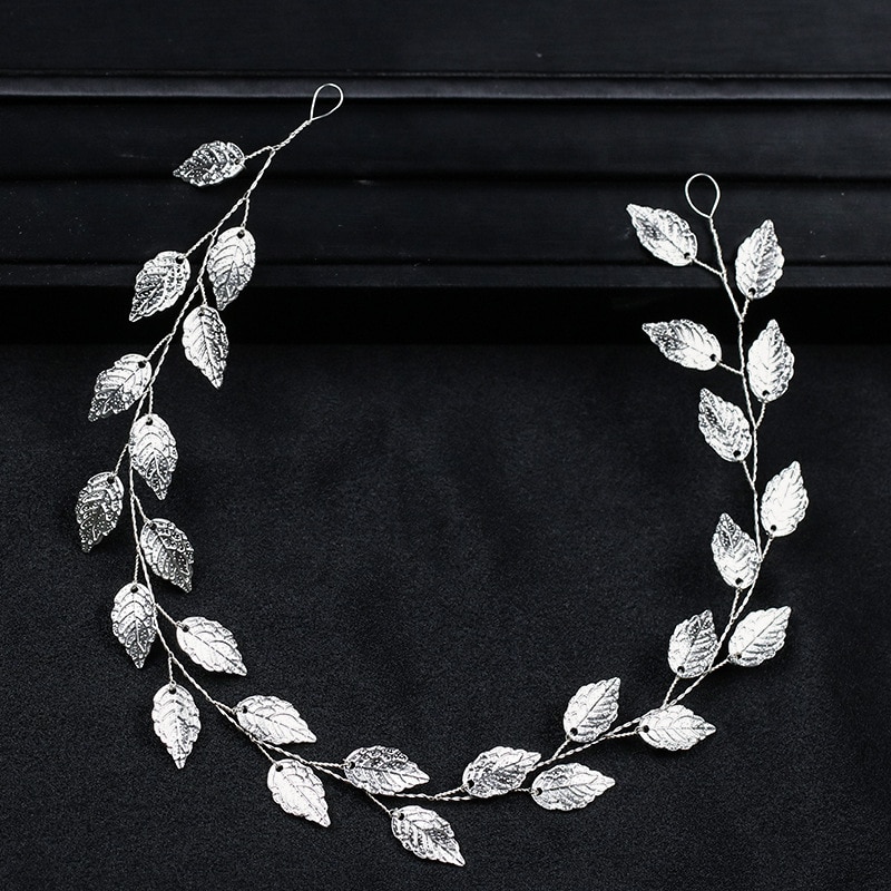 KMVEXO Fashion Gold Silver color Hairbands Bride Leaf Headbands Charm Tiaras Leaves Wedding Hair Accessories Women Hair Jewelry