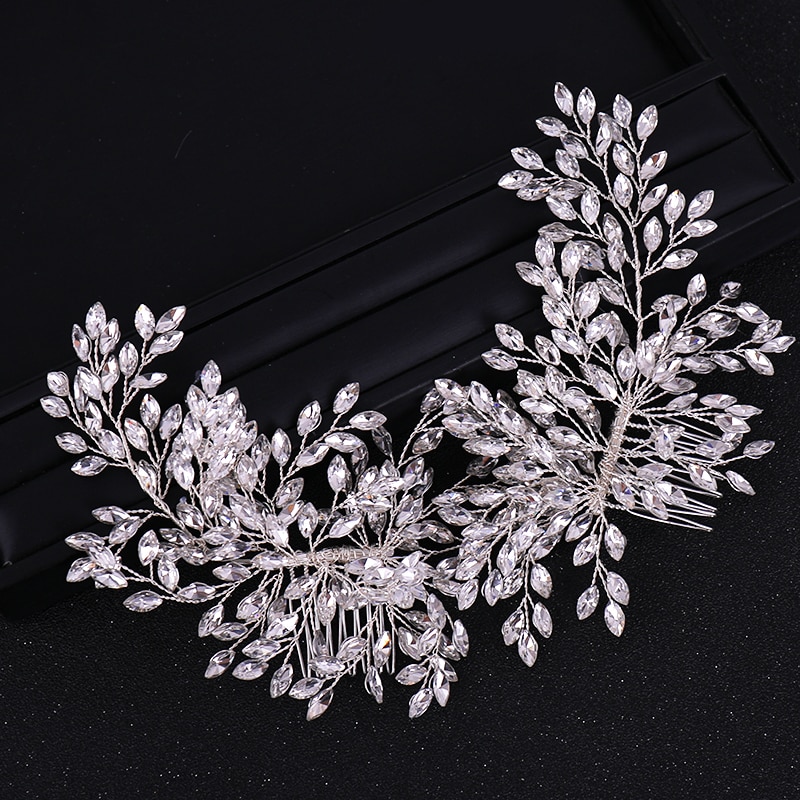 New Design Silver Color Pearl Hair Jewelry Handmade Crystal Wedding Tiara Hair Combs Hot Sale Headpiece Bridal Hair Accessories