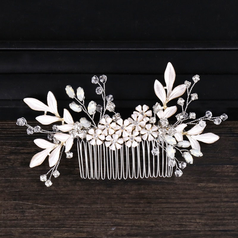 New Design Silver Color Pearl Hair Jewelry Handmade Crystal Wedding Tiara Hair Combs Hot Sale Headpiece Bridal Hair Accessories