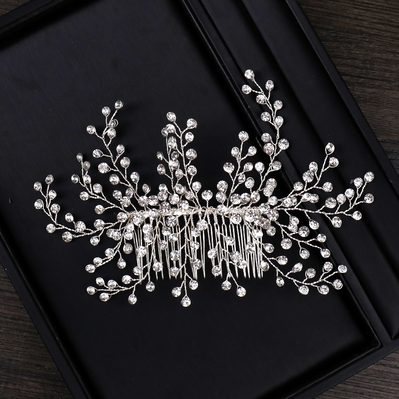 New Design Silver Color Pearl Hair Jewelry Handmade Crystal Wedding Tiara Hair Combs Hot Sale Headpiece Bridal Hair Accessories