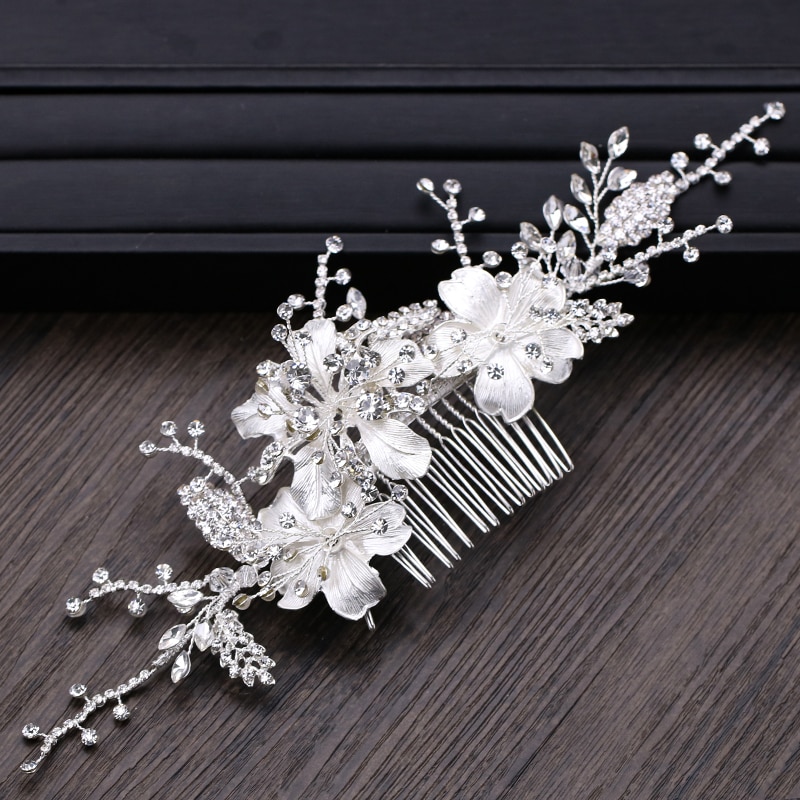 New Design Silver Color Pearl Hair Jewelry Handmade Crystal Wedding Tiara Hair Combs Hot Sale Headpiece Bridal Hair Accessories